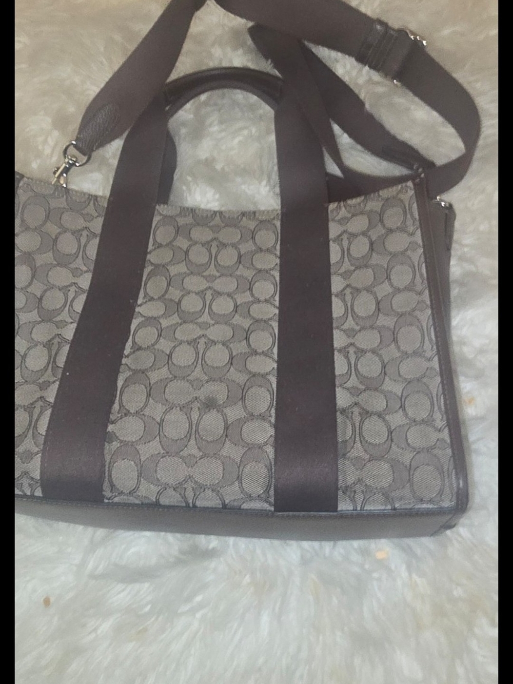 Coach Signature Canvas and Brown Leather Tote Bag - Picture 3 of 5